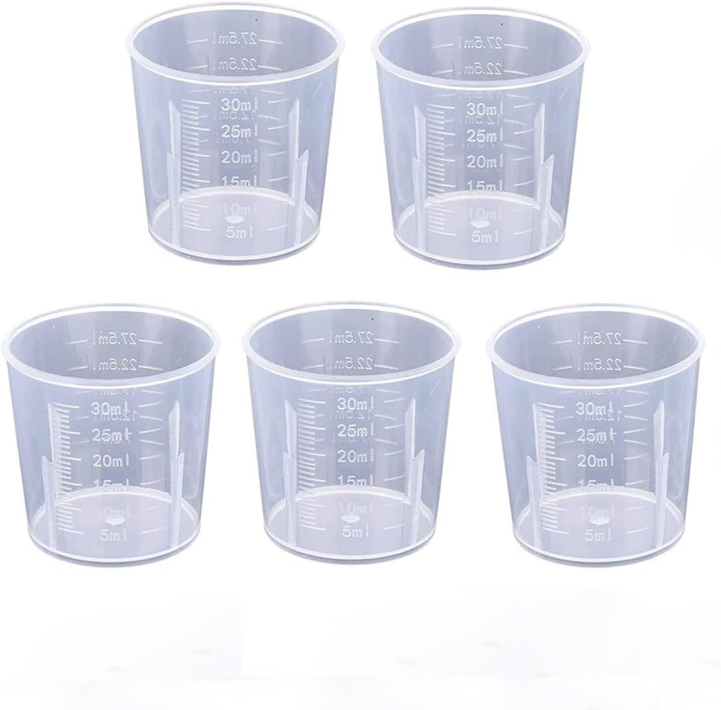 30ml Plastic Liquid Measuring Cups - Mini Clear Kitchen Medicine Cups Transparent Labs Graduated Beakers Baking Cooking Home Lab Measure Tool (10 Packs,1oz,Transparent)