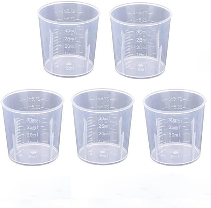 30ml Plastic Liquid Measuring Cups - Mini Clear Kitchen Medicine Cups Transparent Labs Graduated Beakers Baking Cooking Home Lab Measure Tool (10 Packs,1oz,Transparent)