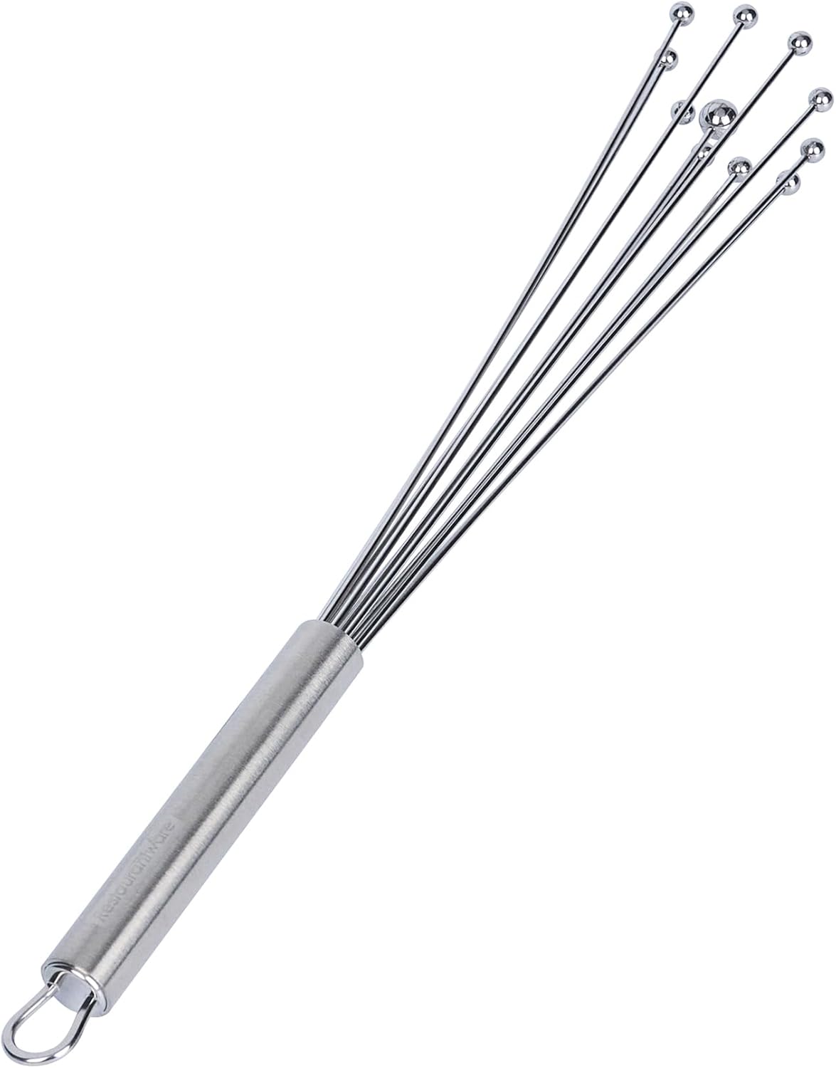 Restaurantware 10.5 in Stainless Steel Ball Whisk - German Standard Egg Beater with Ergonomic Handle, Dishwasher Safe - Manual Mixer Cooking Whisk for Baking, Stirring, Sauces, Beating