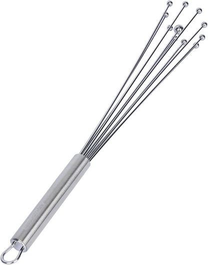 Restaurantware 10.5 in Stainless Steel Ball Whisk - German Standard Egg Beater with Ergonomic Handle, Dishwasher Safe - Manual Mixer Cooking Whisk for Baking, Stirring, Sauces, Beating