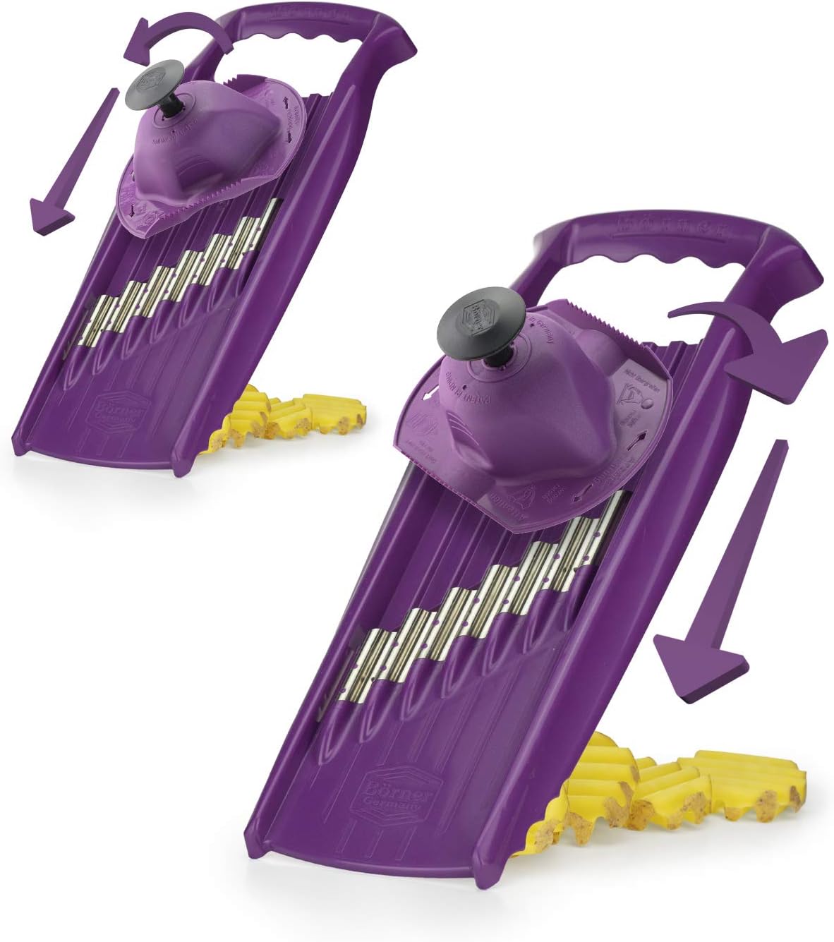 Börner Wave/Gaufrel XXL PowerLine Vegetable Slicer • Corrugated Vegetable Cutter • Corrugated/Waffle Cutter • Potato Grater for Grilled Potatoes Orange