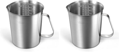 Newness Stainless Steel Measuring Cup, Metal Measuring Cup with Handle (Upgraded, 3 Marking Including Cup/ML/Ounce Scale), 16 Ounces (0.5 Liter, 2 Cup)