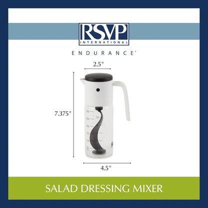 RSVP International Kitchen Accessories Collection Oil & Dressing, Mixer, 1.25 Cup Capacity, Glass Bottom