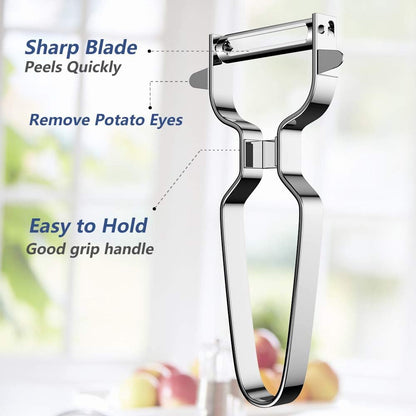 2 Pack Vegetable Peeler Stainless Steel for Kitchen - Y Peeler Safe to Use, Veggie Potato Fruit Carrot Cucumber Peeler, Easy to Peel & Clean