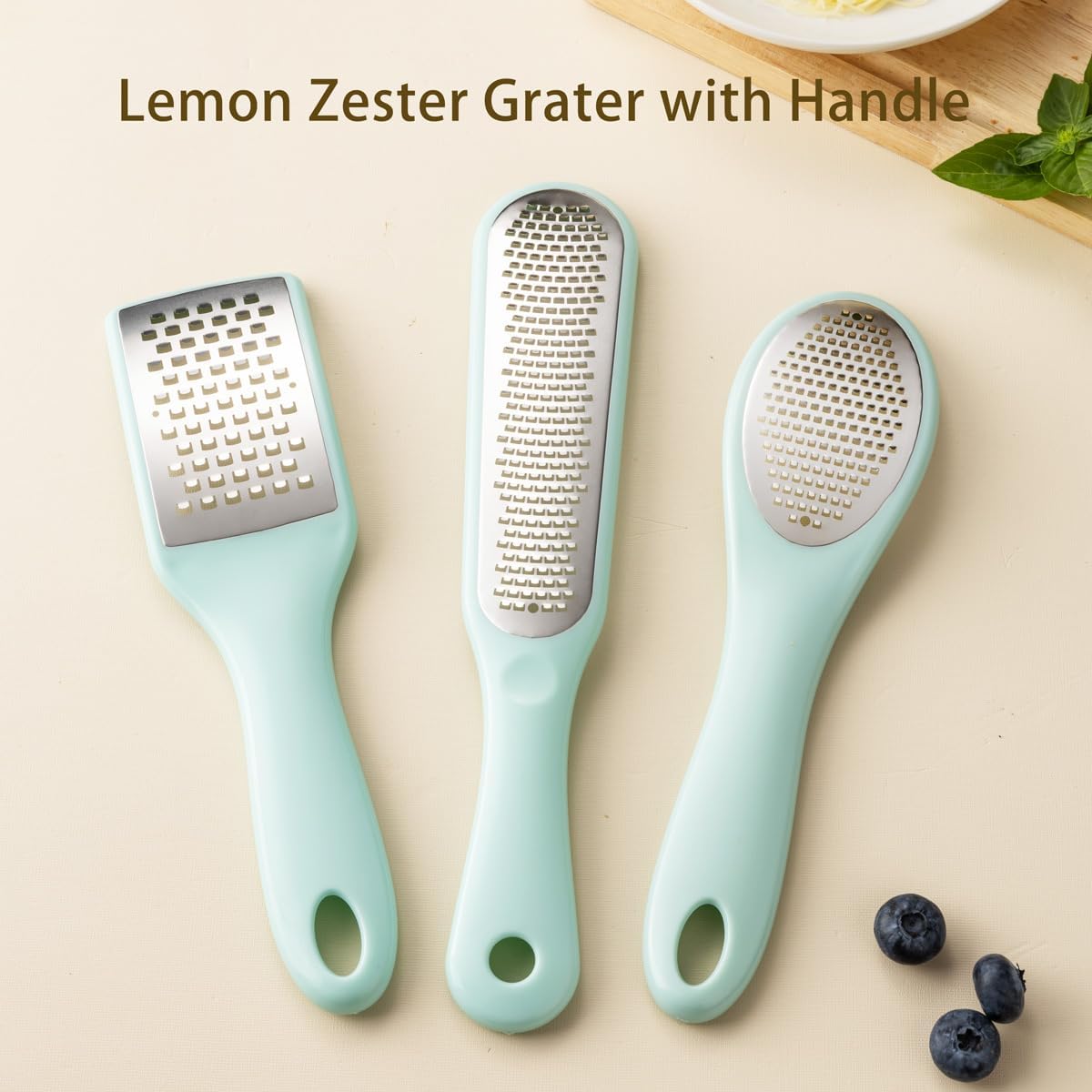 Lemon Zester Grater with Handle - 2-Piece Lemon Zester & Cheese Grater for Parmesan, Ginger, Garlic, Nutmeg, Chocolate