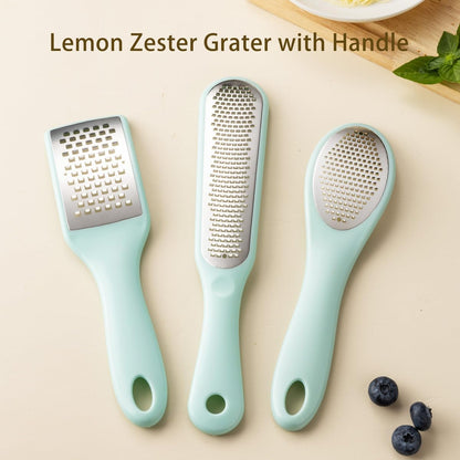 Lemon Zester Grater with Handle - 2-Piece Lemon Zester & Cheese Grater for Parmesan, Ginger, Garlic, Nutmeg, Chocolate