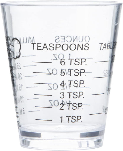 Chef Craft Classic Plastic Shot Glass Measurer, 1 ounce teaspoon/tablespoon, Clear
