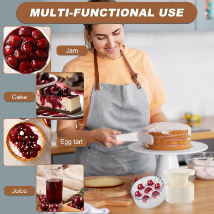 7-Hole Cherry Pitter, Multi-Function Pitting Tool, Quick Release Multi Cherries Stoner Pitter 7-in-1, Fruit Pit Remover for Making Jam Cherry Dishes, Saving Time & Effort(COLOR:Beige)