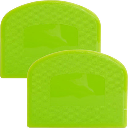 Dough Scraper, Sourdough Bread Baking Supplies, Pizza Cutter, Bowl Scraper, Plastic Dough Scraper, for Non-Slip Bakeware Decorating Tools, Sculpting, Bread Dough (2, White+ Green)