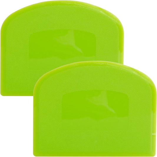Dough Scraper, Sourdough Bread Baking Supplies, Pizza Cutter, Bowl Scraper, Plastic Dough Scraper, for Non-Slip Bakeware Decorating Tools, Sculpting, Bread Dough (2, White+ Green)
