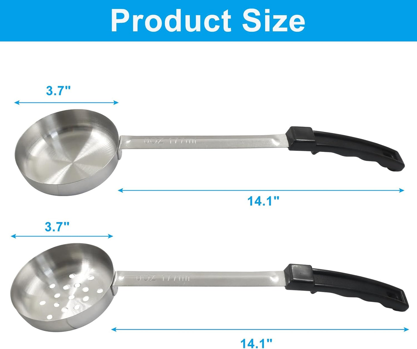 Hordion 4 Pcs Portion Control Serving Spoons Ladle Scoops, Food Measuring Ladle Utensils Proportion Manage Slotted and Unslotted Scoops for Weight Loss(Blue, 8oz)