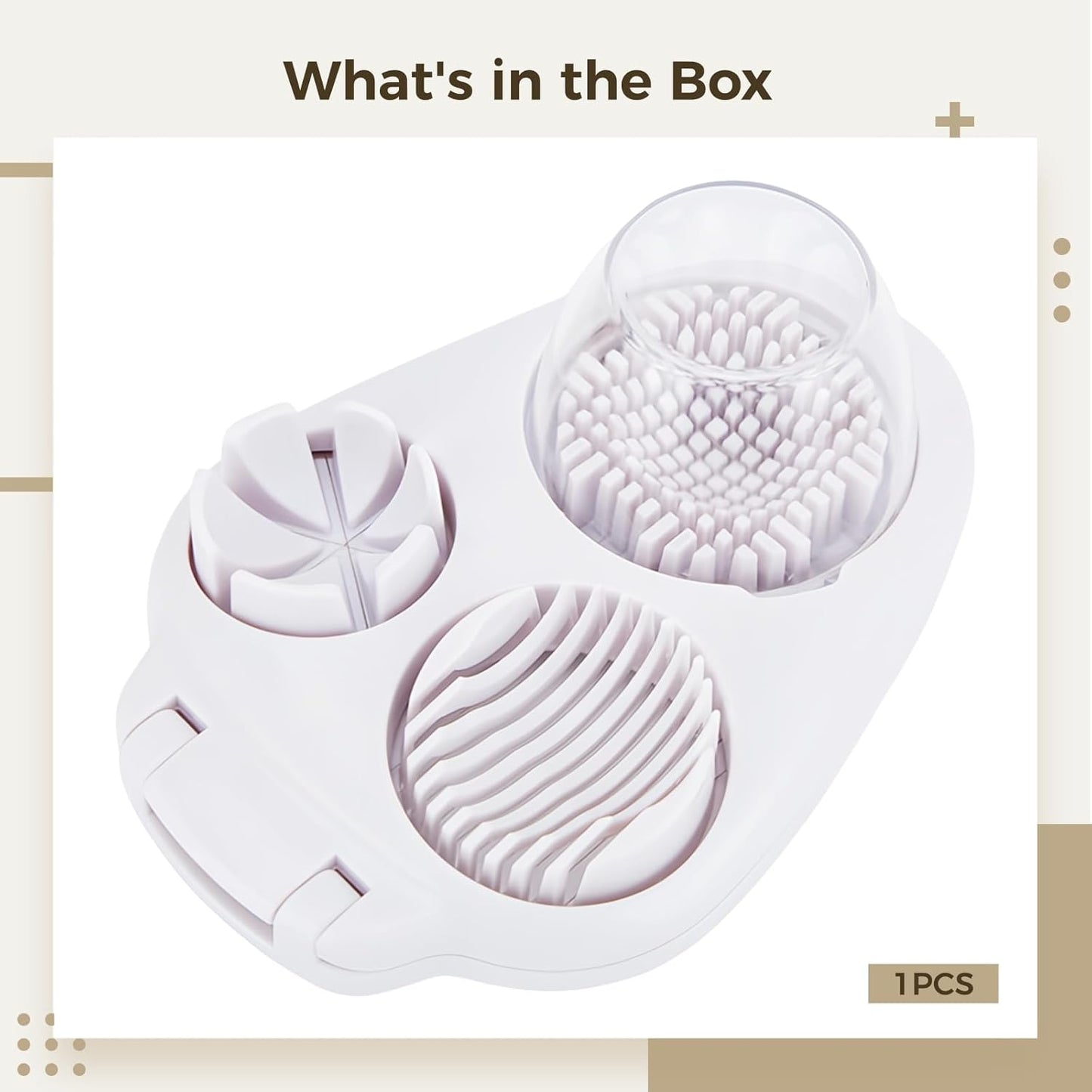 3-in-1 Egg Dicer for Hard Boiled Eggs, Egg Cutter with Slicing, Dicing, Striping Functions, Includes Built-In Storage Box for Kitchen Organization, Easy to Clean and Use