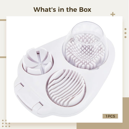 3-in-1 Egg Dicer for Hard Boiled Eggs, Egg Cutter with Slicing, Dicing, Striping Functions, Includes Built-In Storage Box for Kitchen Organization, Easy to Clean and Use