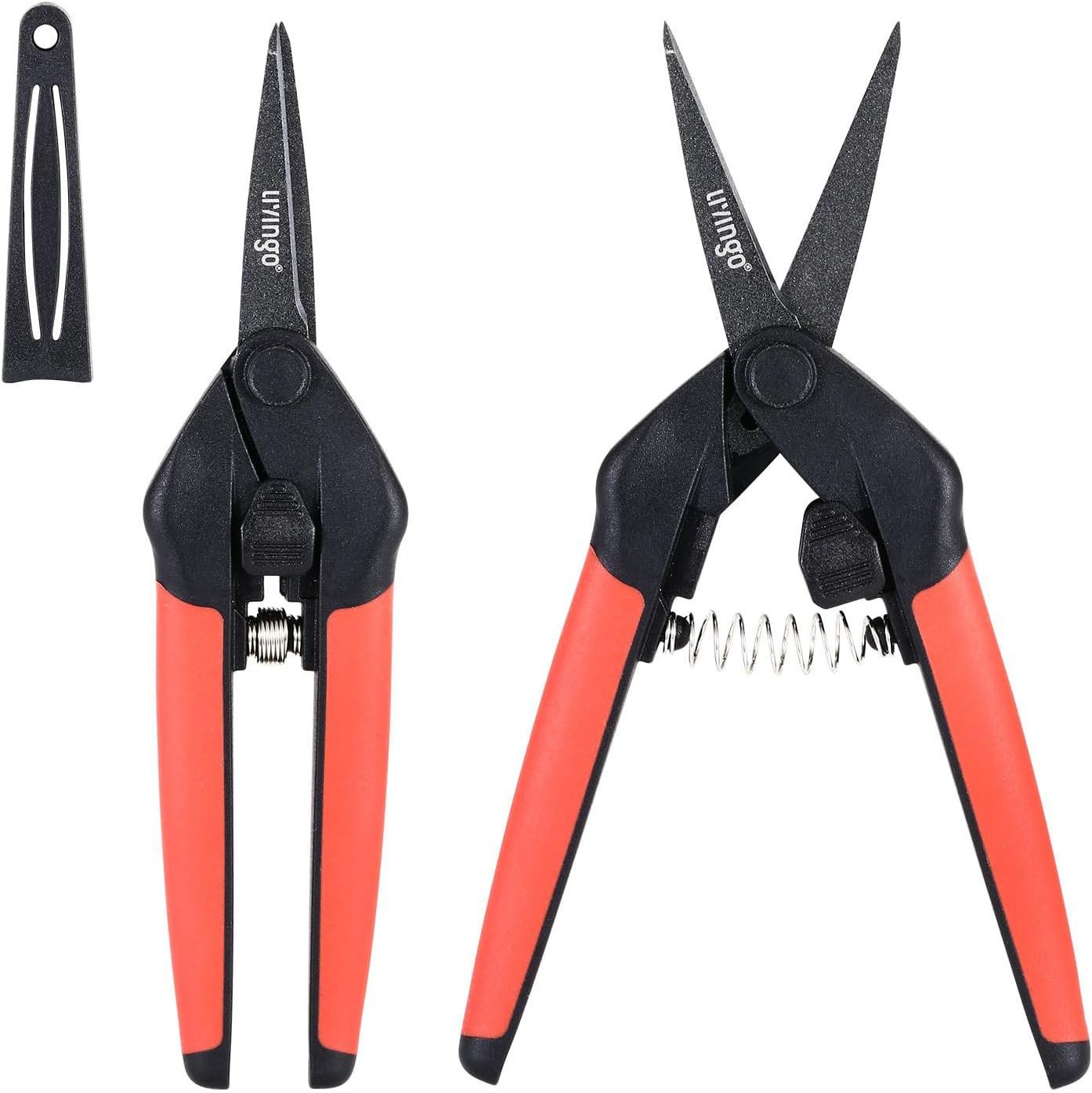 LIVINGO Sharp Garden Pruning Shears - 2 Pack 6.5” Spring Loaded Handles, Non-Stick Teflon Coated Stainless Steel Blades Scissors for Trimming Plant, Flower