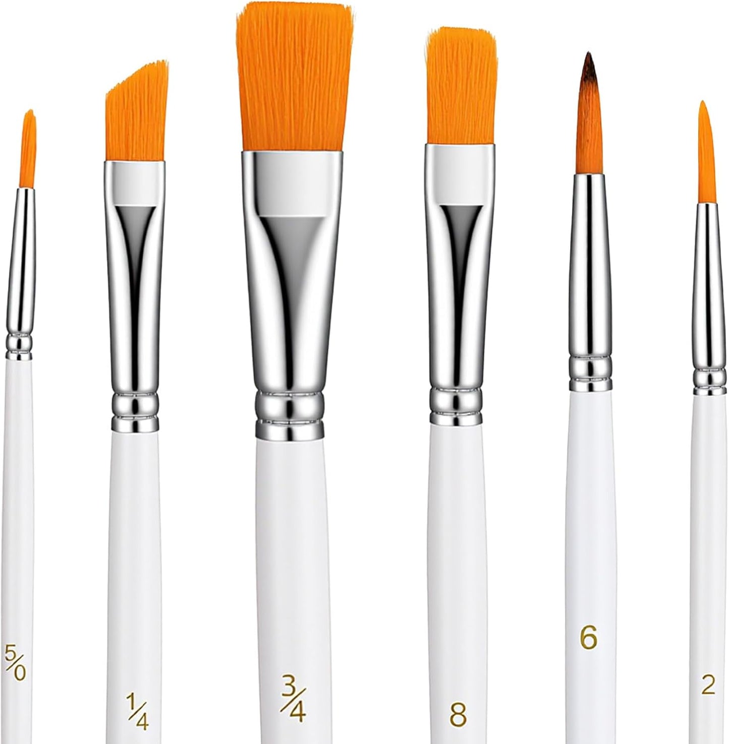 6 Pcs Paint Brushes for Acrylic Painting, Food Safe Paint Brushes, Wooden Handle Pastry Brush, Cake Painting Brush for Pastry Cookie Decoration (White)
