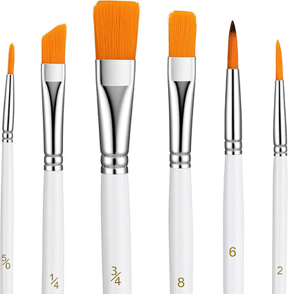 6 Pcs Paint Brushes for Acrylic Painting, Food Safe Paint Brushes, Wooden Handle Pastry Brush, Cake Painting Brush for Pastry Cookie Decoration (White)