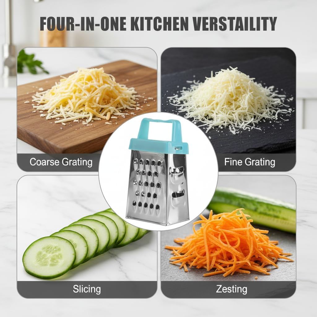 12PC Mini Cheese Grater Set, Handheld Box Gratters with 4-Side Stainless Steel Blades, Small Cheese Grater for Kitchen—Fine/Coarse Graters for Cheese, Garlic, Ginger, Vegetables & Potatoes