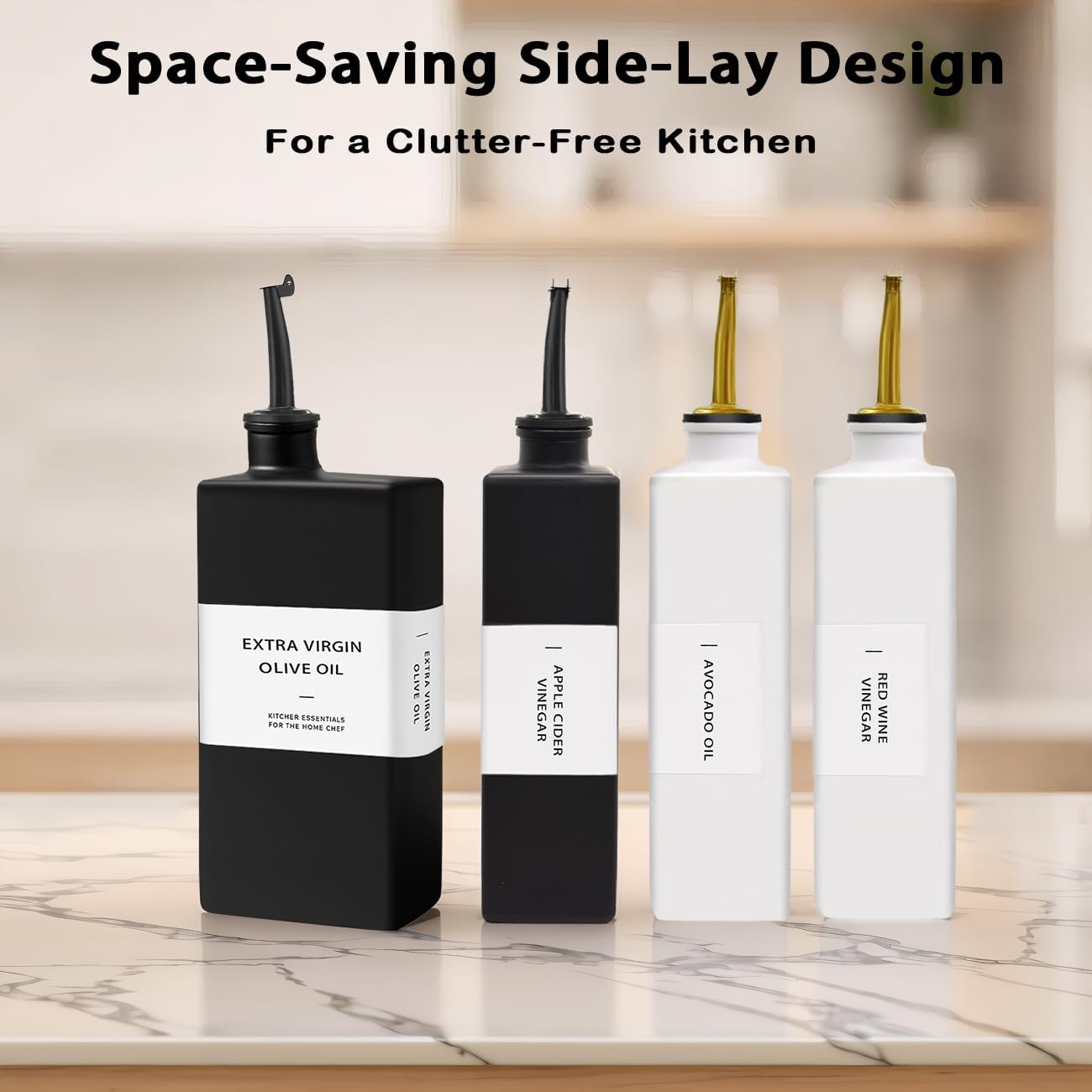 Olive Oil Dispenser Bottle for Kitchen 16.9oz, UV-Blocking Oil and Vinegar Dispenser Set, Soy Sauce Dispenser, Space Saving Design for Countertop (Green, 2pcs)