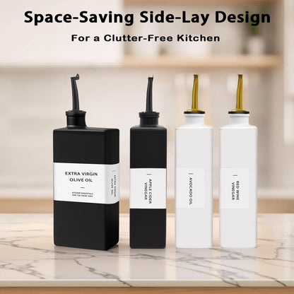 Olive Oil Dispenser Bottle for Kitchen 16.9oz, UV-Blocking Oil and Vinegar Dispenser Set, Soy Sauce Dispenser, Space Saving Design for Countertop (Green, 2pcs)