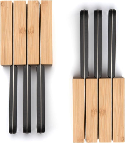 Purawood Bamboo Drawer Organizer - Expandable Silverware Organizer & Utensil Drawer Organizer, Cutlery Tray with Dividers, 7-9 Slots- Kitchen Organizer for Utensils & Flatware (Natural)