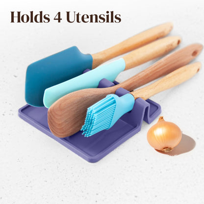 Cooler Kitchen Black Silicone Spoon Rest for Stove Top with Drip Pad (Two Pack) - Heat-Resistant, BPA-Free Utensil Rest & Spoon Holder for Kitchen Counter - Grill Utensil Holder for Spatulas