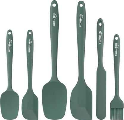 NileHome Silicone Spatula Set, 5 Pieces Food Grade Kitchen Utensils with Silicone Brush Heat Resistant BPA-free Rubber Spatula for Scraping, Baking, Cooking, Mixing—Black