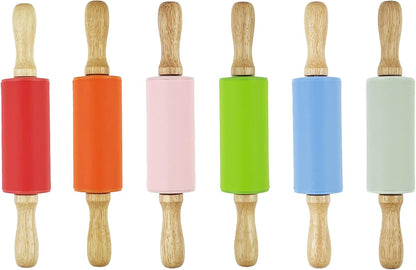 6 Pack Mini Small Rolling Pin for Kids, Kids Rolling Pin Wooden Handle (9 Inch)