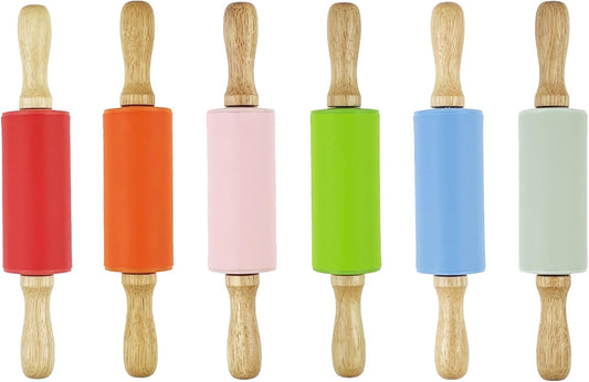 6 Pack Mini Small Rolling Pin for Kids, Kids Rolling Pin Wooden Handle (9 Inch)