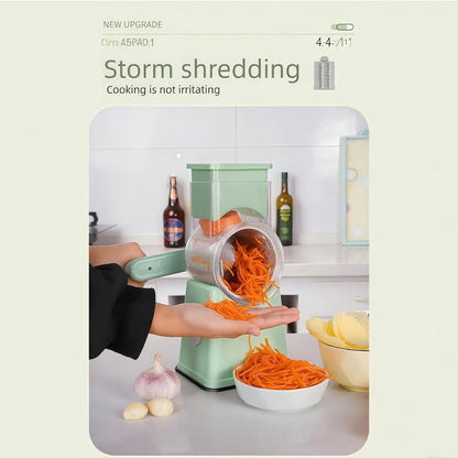 Rotary Cheese Grater and Shredder | Vegetable Chopper and Slicer | 8 Blades Manual Food Cutter | Multi-Function Grater | green