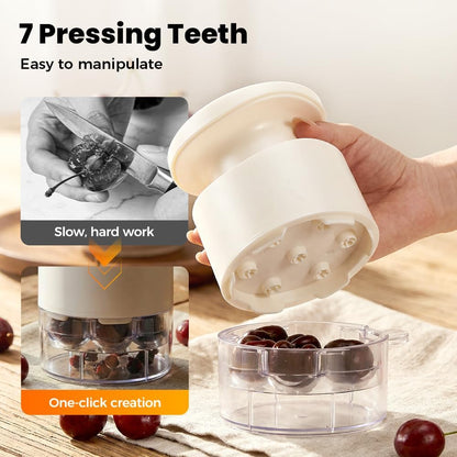 7-Hole Cherry Pitter Tool, 2026 Upgraded Cherry Pitter Tool Pit Remover, with Splatter Protector, Quick Release, Portable Cherry Pitting Tool, Cherry Seed Remover For Making Cherry Jam (Black)