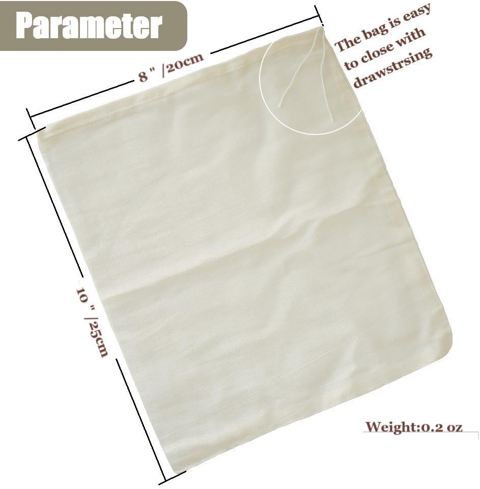 Cheesecloth Bags for Straining,Reusable Cold Brew Coffee Cheese Cloths Strainer,Large Nut Milk Tea Juice Bag,100% Natural Cotton Fine Mesh Filter Bags (X-Small,10 PACK)