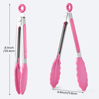 Kitchen Tongs Set of 3, Cooking Tongs with Silicone Tips, Non-Stick Non-Scratch Heat Resistant Tongs for Grilling Cooking BBQ Salad Serving (Multicolor, 7/9/12 Inch)