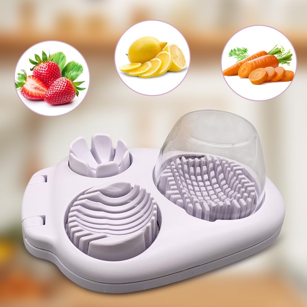 1 Pcs Heavy Duty Egg Slicer with 3 Cutting Modes, Stainless Steel Egg Cutter for Hard Boiled Eggs, Strawberry, Grape, Mushroom, Kitchen Dicer Tool, Send Goods From Local Warehouse