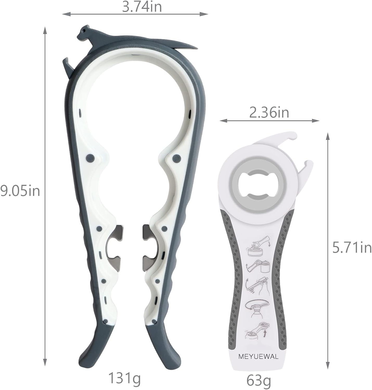 Jar Opener, 5 in 1 Multi Function Can Opener Bottle Opener Kit with Silicone Handle Easy to Use for Children, Elderly and Arthritis Sufferers (Apple Red）