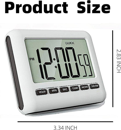 Magnetic Digital Clock for Kitchen - Timer with Alarm, 12/24 Hours, Big Screen, Loud Alarm & Strong Magnet - Count-Up & Count Down for Baking, Sports, Office, Study - Black