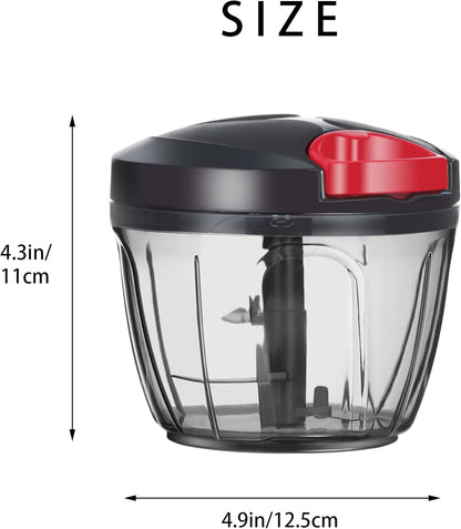 Ourokhome Manual Food Processor Vegetable Chopper, Portable Hand Pull String Garlic Mincer Onion Cutter for Veggies, Ginger, Fruits, Nuts, Herbs, etc., 500ml, Deep Blue