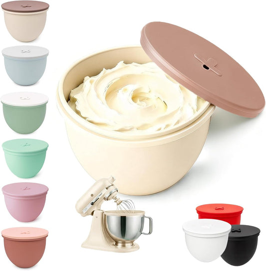 Omoiyari Premium MultiColors 3-Pack Silicone Bowl Liners with Lids for KitchenAid 7-Qt Bowl-Lift (Only), 2mm Extra-Thick Silicone, Odour-Free,Air Valves for Dough Proofing,Dishwasher Safe, BPA Free