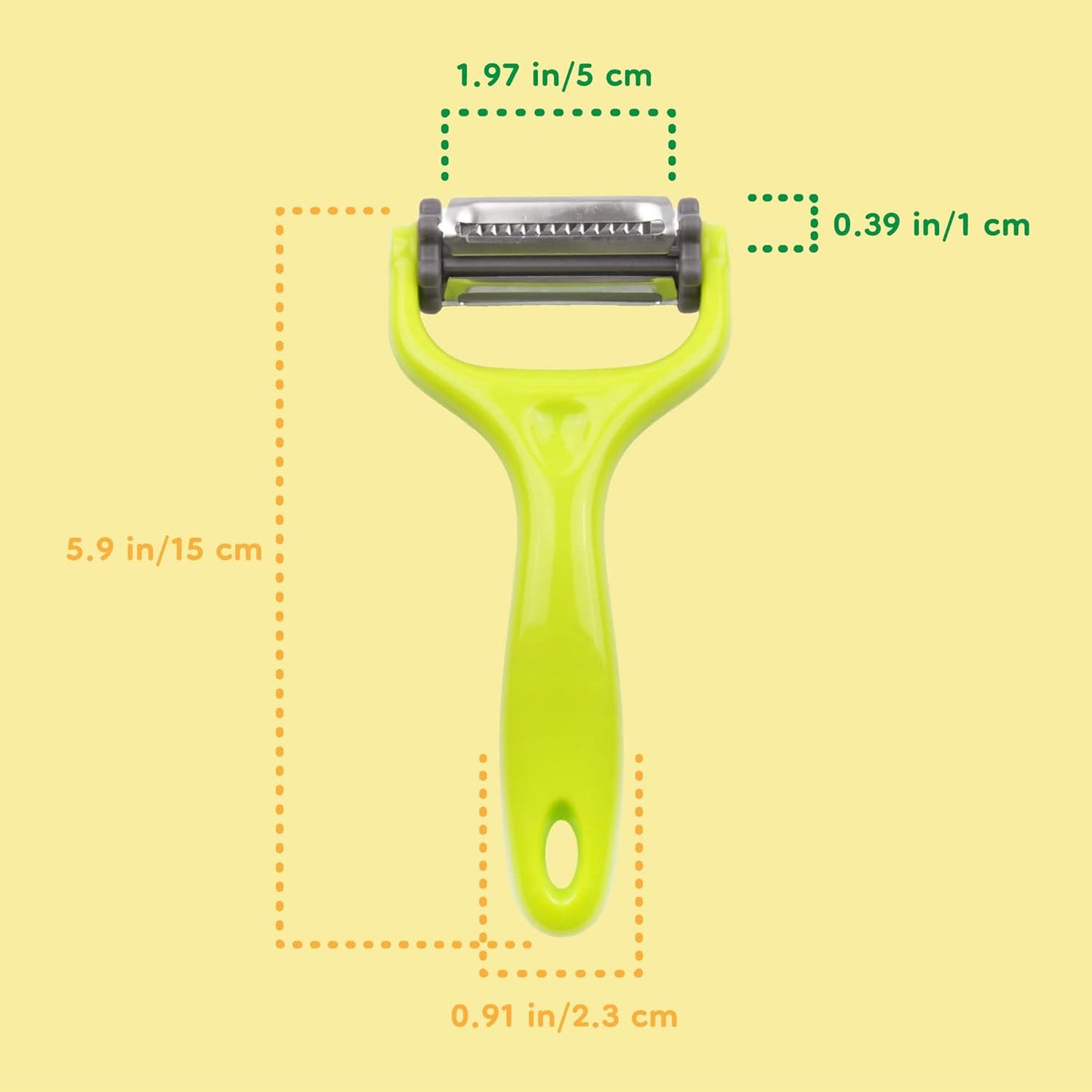 Y Shape 3-in-1 Serrated, Straight, Julienne Swiveled Multi-Blade Peeler - Green - 1 Peeler