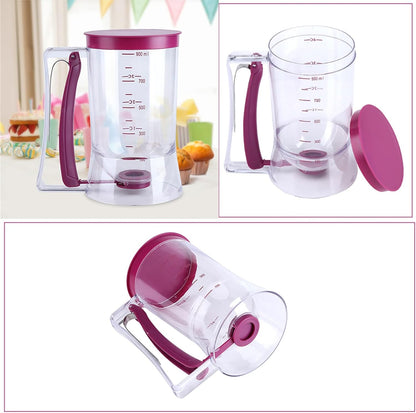 Pancake Batter Dispenser, Cupcake Batter Dispenser Biscuit Separator with Measuring Label Kitchen Baking Tool for Cupcakes, Waffles, Muffin Mix, Cake or Any Baked Goods