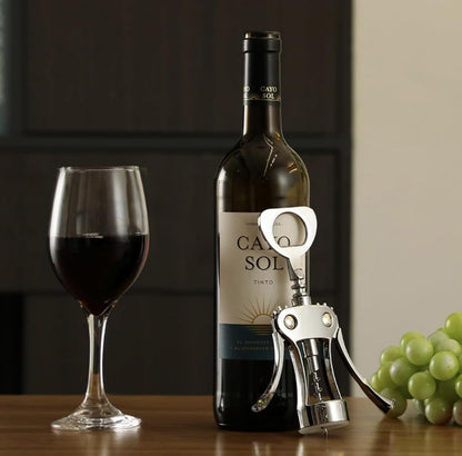 Corkscrew Wine Opener, Bottle Opener, Wing Corkscrew Heavy Duty, Chrome Plated, Silver, Sharp Wine Corkscrew with Ergonomic Non-Slip Wing Handle, pack of 2