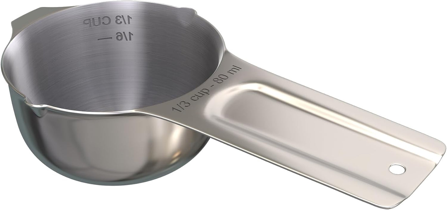 Color Up 2 Cup Measuring Cup, 480ml Stainless Steel Metal, Easy-Pour Spouts, Engraved Markings, Flat Base, Dishwasher Safe, for Dry and Liquid Ingredients