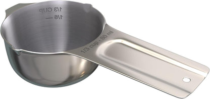 Color Up 2 Cup Measuring Cup, 480ml Stainless Steel Metal, Easy-Pour Spouts, Engraved Markings, Flat Base, Dishwasher Safe, for Dry and Liquid Ingredients