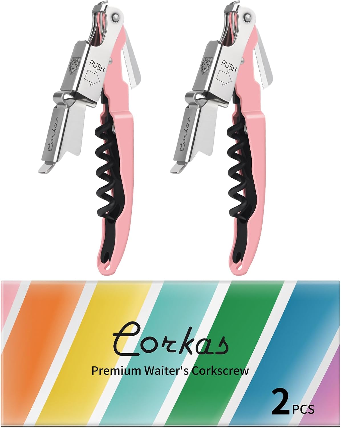CORKAS Wine Key - Professional Handcrafted Heavy Duty Waiter Corkscrew, Compact Wine Opener with Double Hinged, Foil Cutter and Bottle Opener, Gifts for Servers, Sommelier, Bartenders - Red