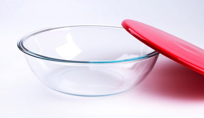 4.5L Round Glass Mixing Bowl with Lids, Glass Salad Bowls with BPA free cover. Oven, Microwave and Dishwasher Safe.