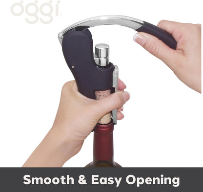 OGGI Wine Opener, Wing Corkscrew, Metal Manual Wine Bottle Opener, Multifunctional Cork Screw for Home & Waiters with Beer Bottle Opener, Durable Design