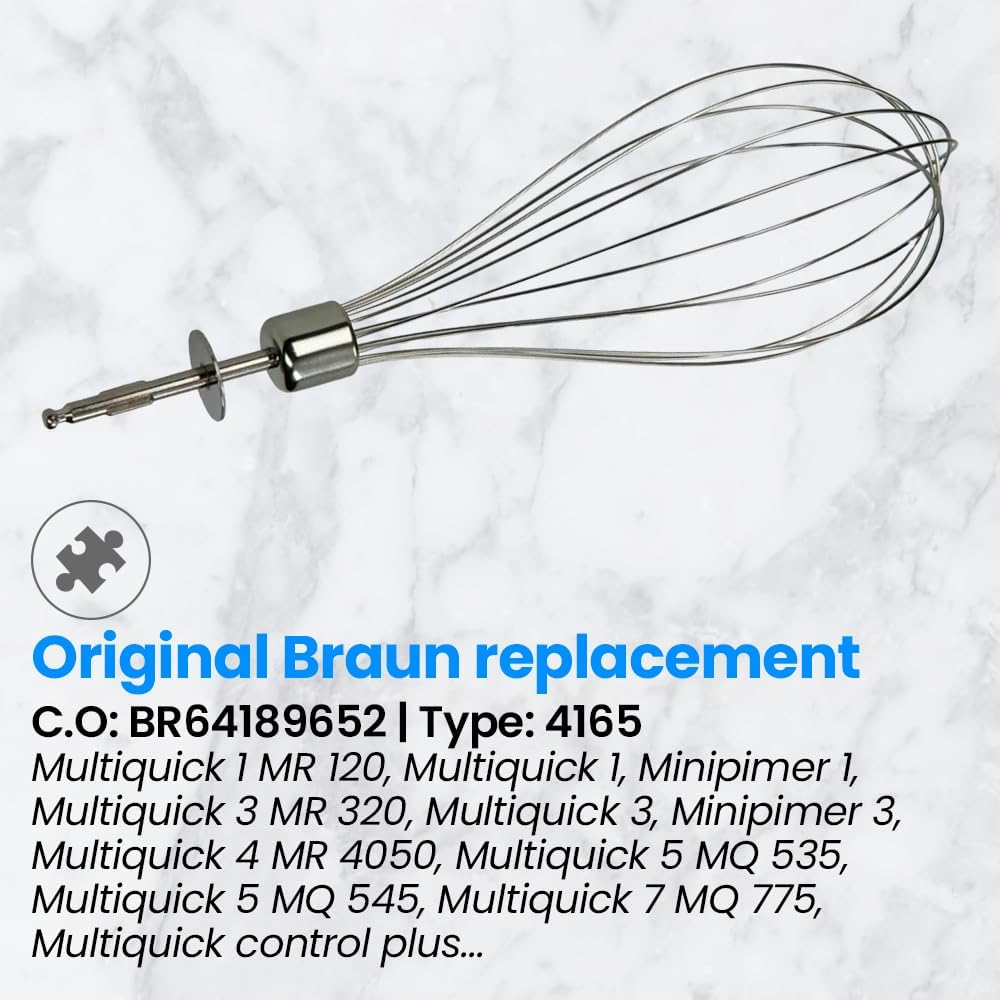ANAKEL HOME Replacement Whisk Attachment BR64189652 Compatible with Braun Immersion Blender | Stainless Steel Blender Rod, Compatible with Multiquick & Minipimer Models