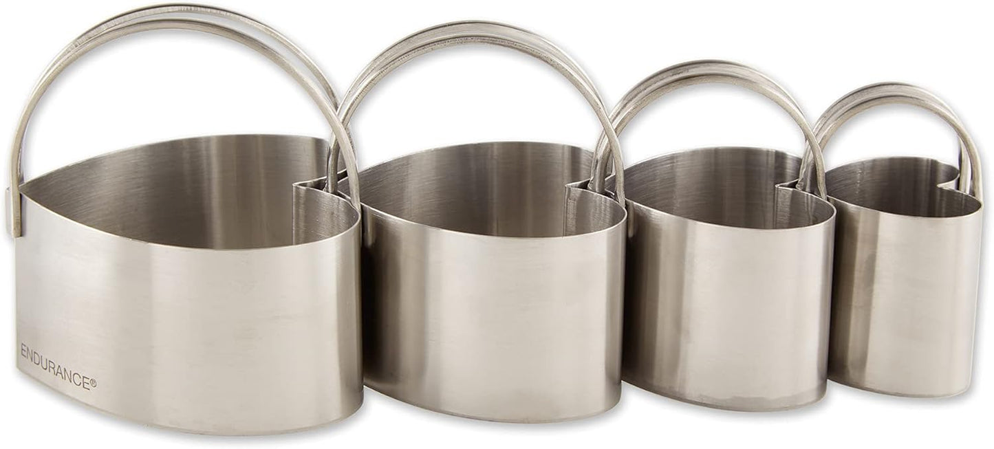 RSVP International Endurance Round Biscuit Cutters - Stainless Steel, Set of 4 | Nest for Easy Storage | For Cutting Thick or Thin Dough | Professional | High Handle Arch