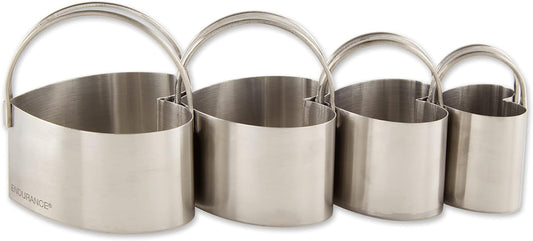 RSVP International Endurance Round Biscuit Cutters - Stainless Steel, Set of 4 | Nest for Easy Storage | For Cutting Thick or Thin Dough | Professional | High Handle Arch