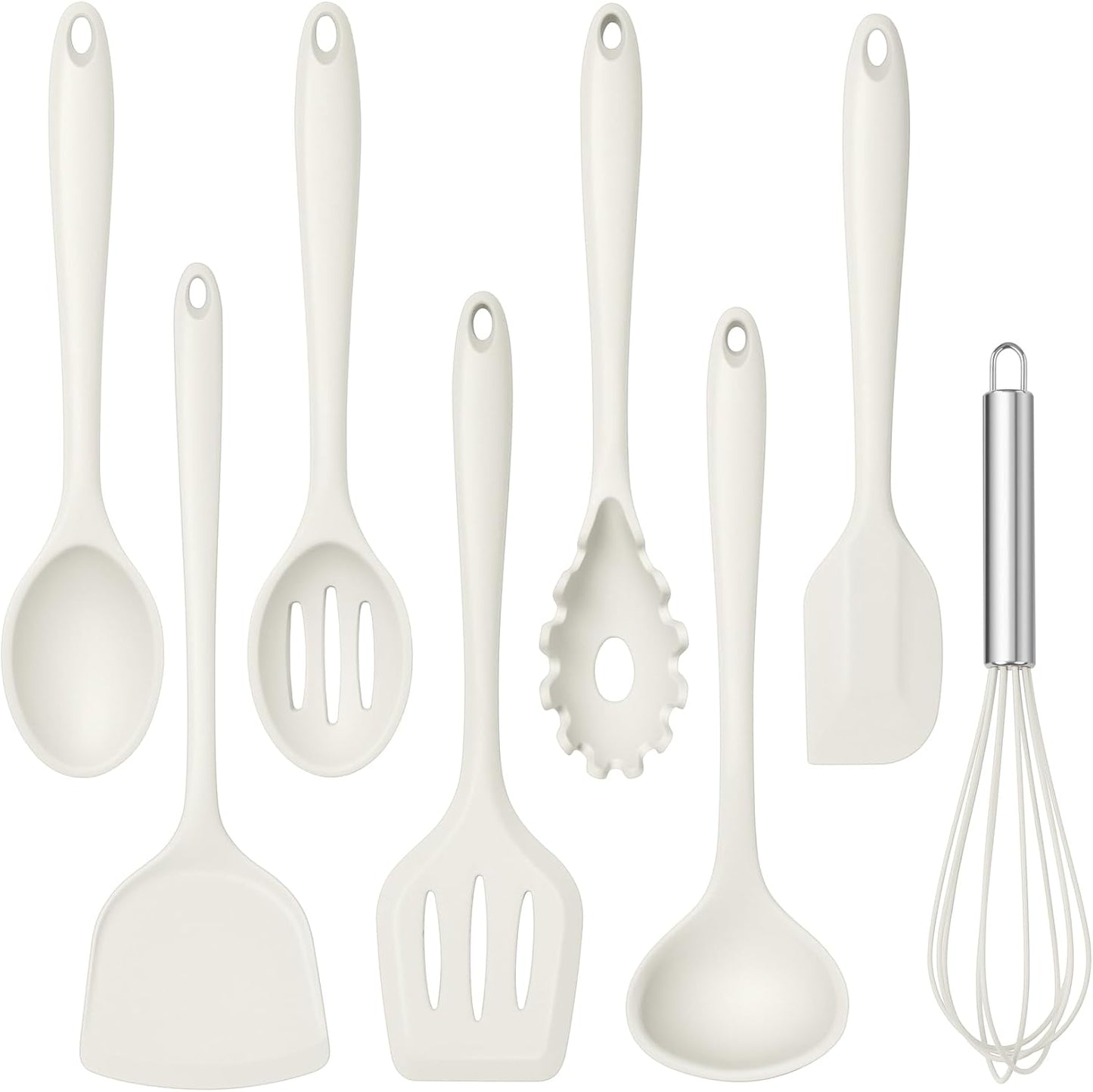 TeamFar 8 PCS Silicone Cooking Utensils - 446°F Heat Resistant Kitchen Silicon Utensils Set, Turner, Spatula, Spoon, Whisk, Kitchen Cooking Gadgets Tools for Nonstick Cookware, Dishwasher Safe-Black