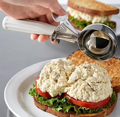 3-3/4 OZ Ice Cream Portion Scoop with Trigger Release Food Disher with Ivory Handle #10 Food Portion Control Scoop Ice Cream Scooper Cookie Scooper for Baking